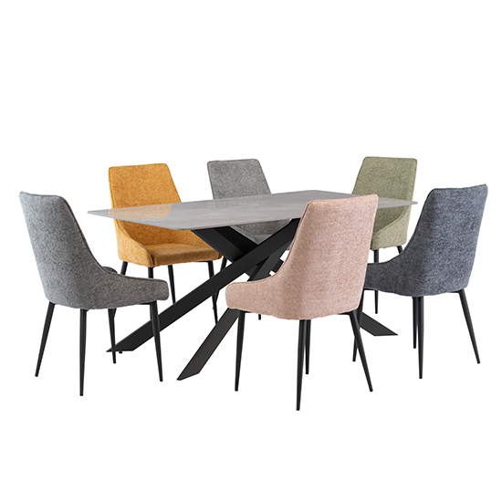 Caelan 160cm Marble Dining Table In Rebecca Grey