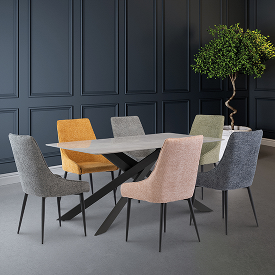 Caelan 160cm Marble Dining Table In Rebecca Grey