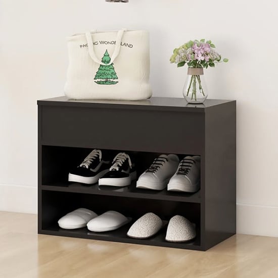 Caelius Wooden Shoe Storage Bench In Grey