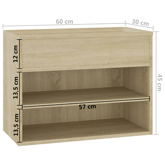 Caelius Wooden Shoe Storage Bench In Sonoma Oak