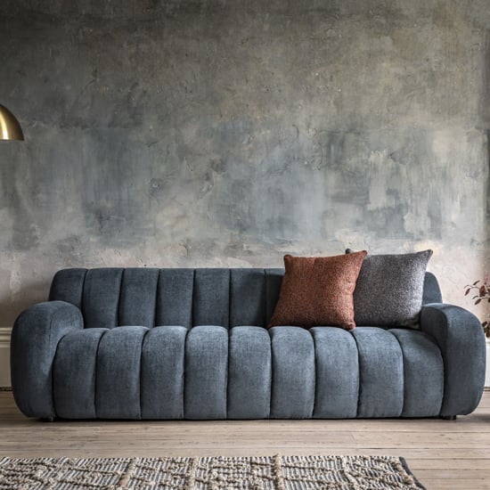 Product photograph of Caen Fabric 3 Seater Sofa In Blue from Furniture in Fashion
