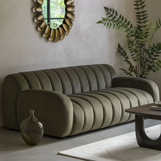 Read more about Caen fabric 3 seater sofa in moss green