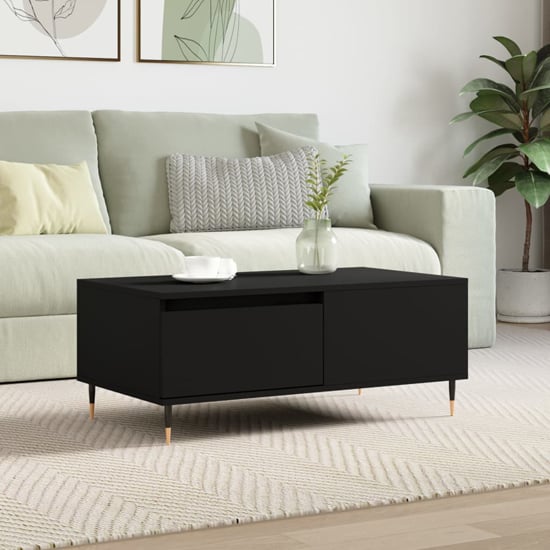 Product photograph of Caen Wooden Coffee Table With 1 Drawer In Black from Furniture in Fashion