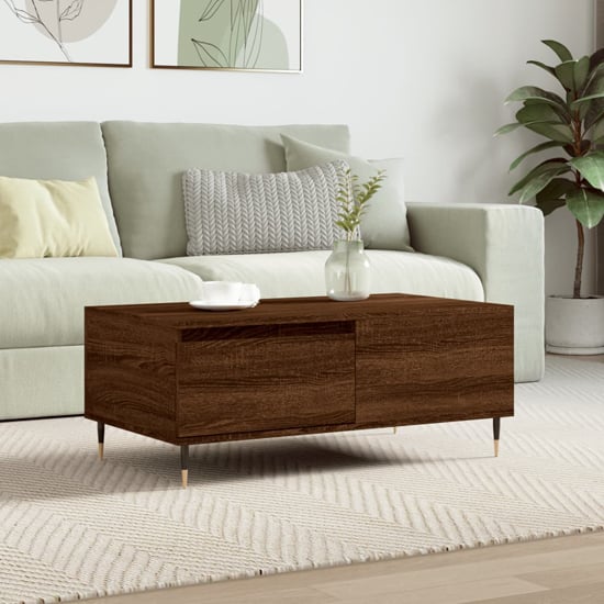 Product photograph of Caen Wooden Coffee Table With 1 Drawer In Brown Oak from Furniture in Fashion