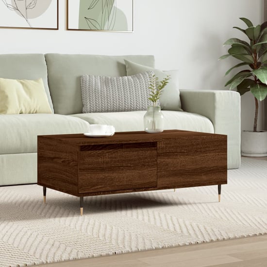 Read more about Caen wooden coffee table with 1 drawer in brown oak