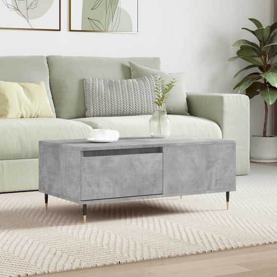 Read more about Caen wooden coffee table with 1 drawer in concrete effect