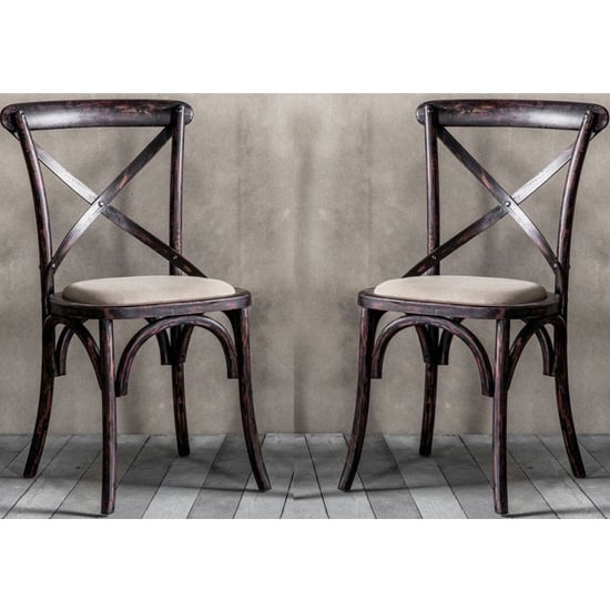 Cafe Cross Back Black Wooden Dining Chairs In Pair Furniture in Fashion