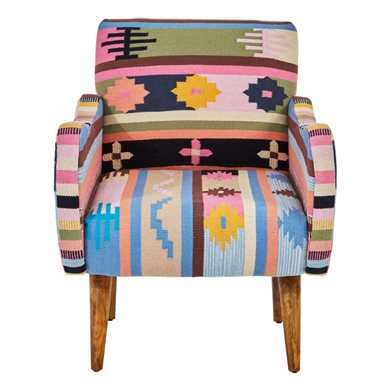 Cafenos Fabric Bedroom Chair With Wooden Legs In Multicolor