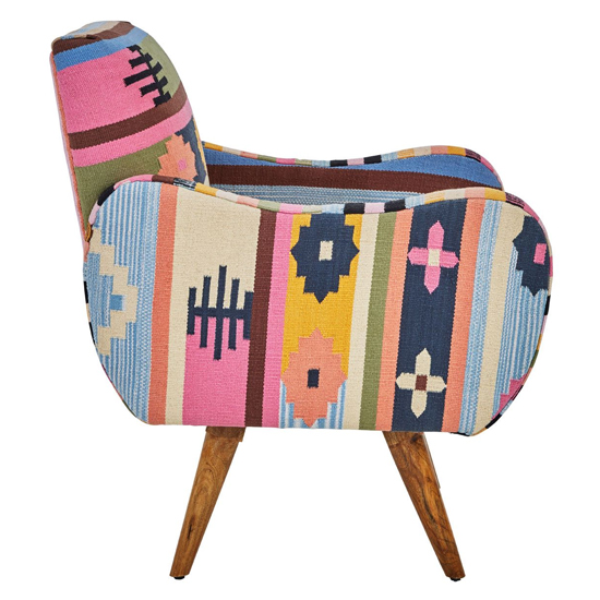Cafenos Fabric Bedroom Chair With Wooden Legs In Multicolor