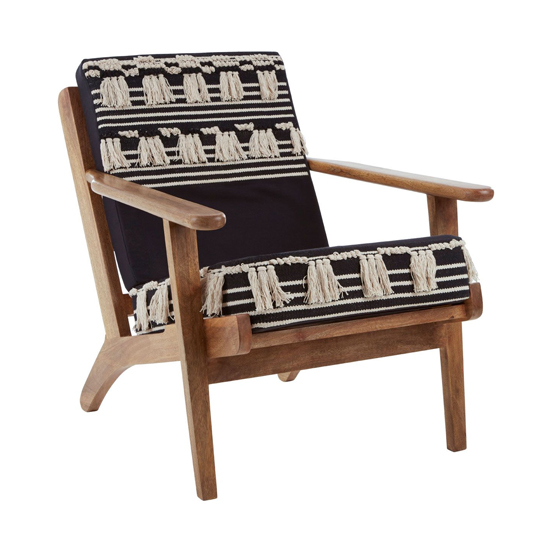 Cafenos Laid Back Fabric Bedroom Chair With Oak Frame In Black