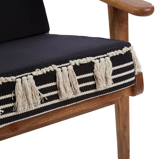 Cafenos Laid Back Fabric Bedroom Chair With Oak Frame In Black