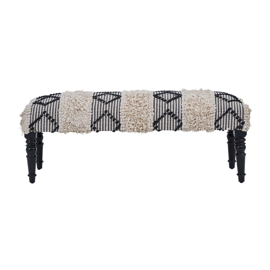 Cafenos Moroccan Cotton Fabric Bench In White_2
