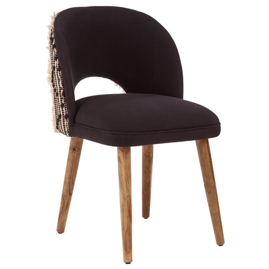 Photo of Cafenos moroccan fabric bedroom chair with oak legs in black