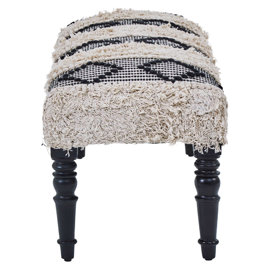 Cafenos Moroccan Fabric Seating Bench In White And Black