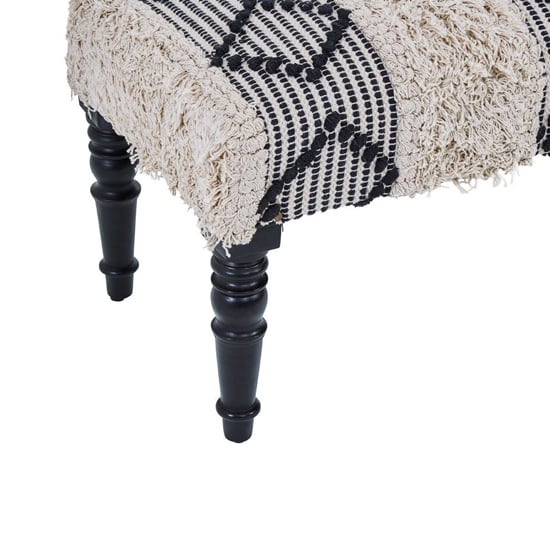 Cafenos Moroccan Fabric Seating Bench In White And Black