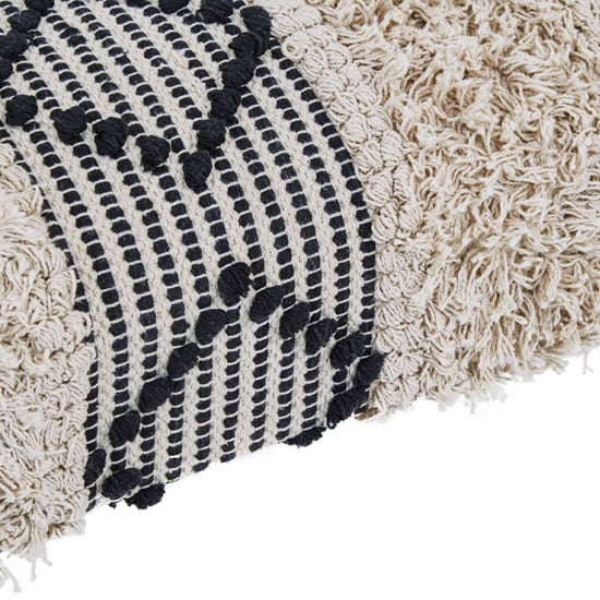 Cafenos Moroccan Fabric Seating Bench In White And Black