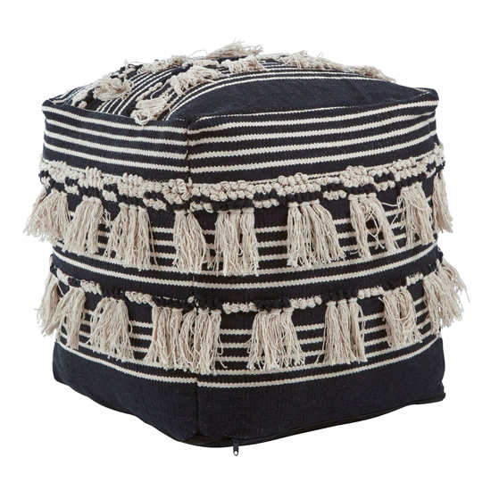 Cafenos Square Fabric Pouffe In Black