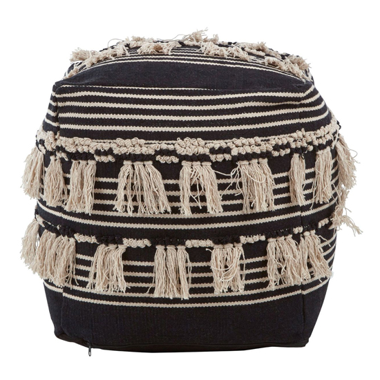 Cafenos Square Fabric Pouffe In Black