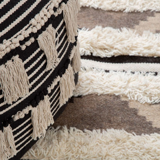 Cafenos Square Fabric Pouffe In Black