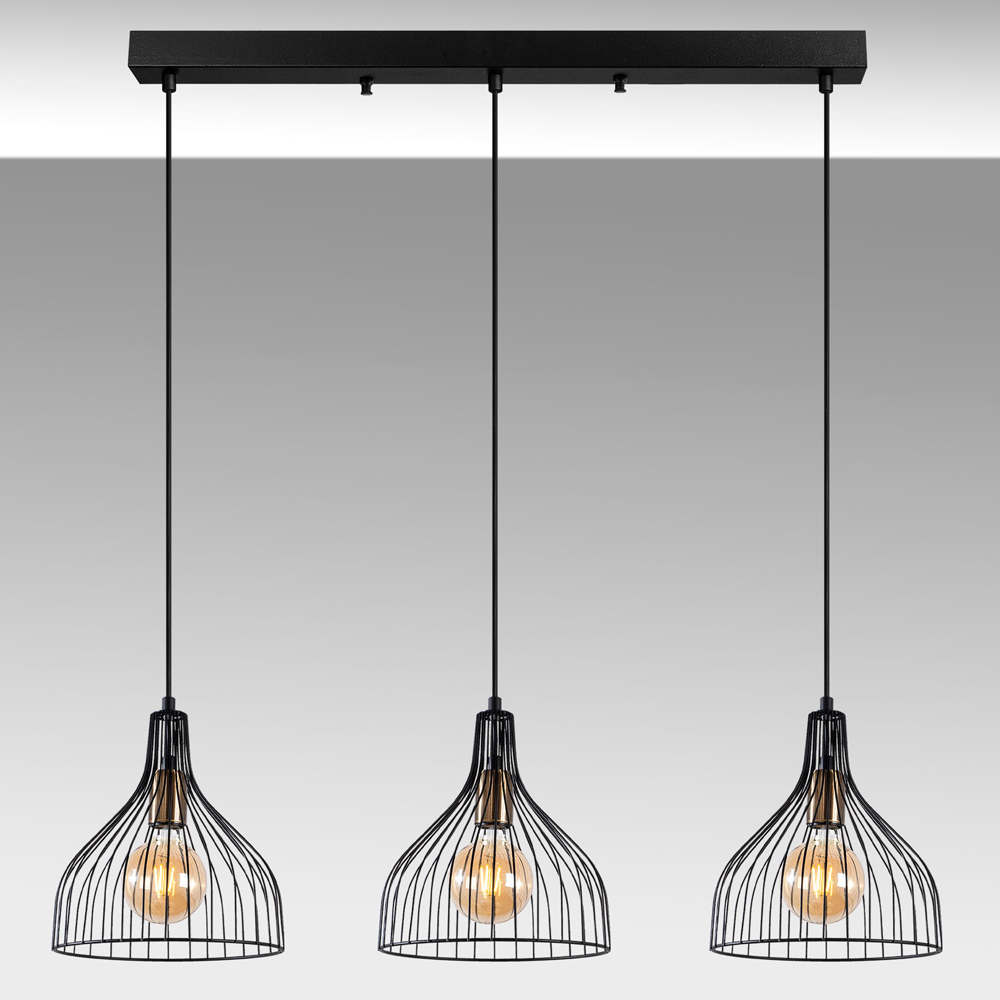 Cafu 3 Light Metal Ceiling Pendant Light in Black and Antique