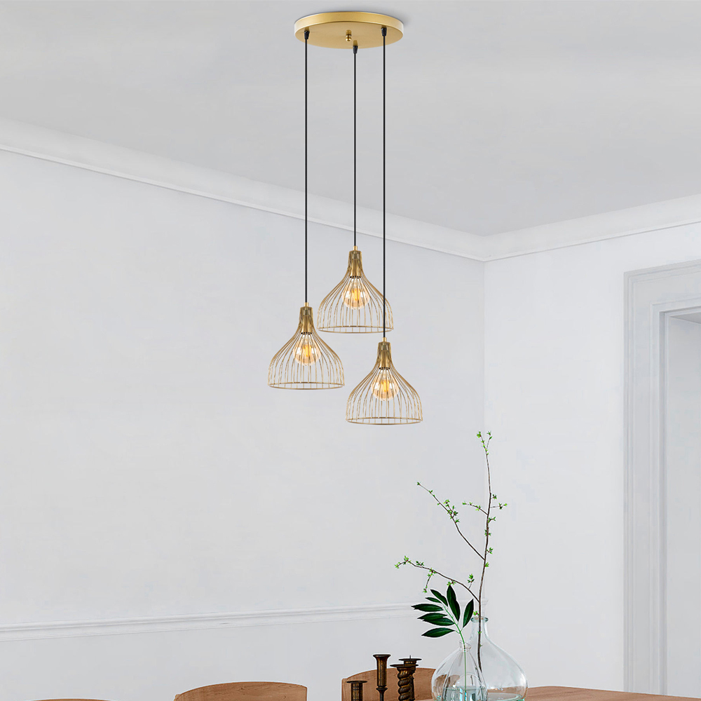 Cafu 3 Light Metal Ceiling Pendant Light in Gold