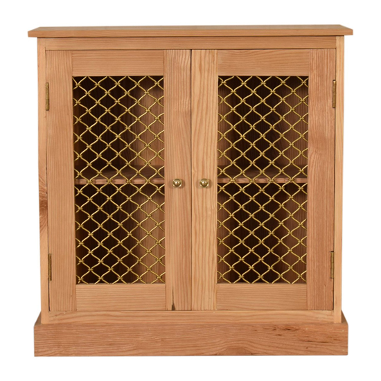 Caged Wooden Storage Cabinet In Oak Ish_2
