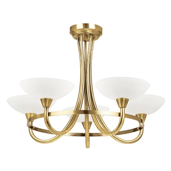 Photo of Cagney 5 lights semi flush ceiling light in antique brass