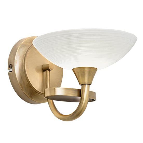Read more about Cagney white glass wall light in antique brass