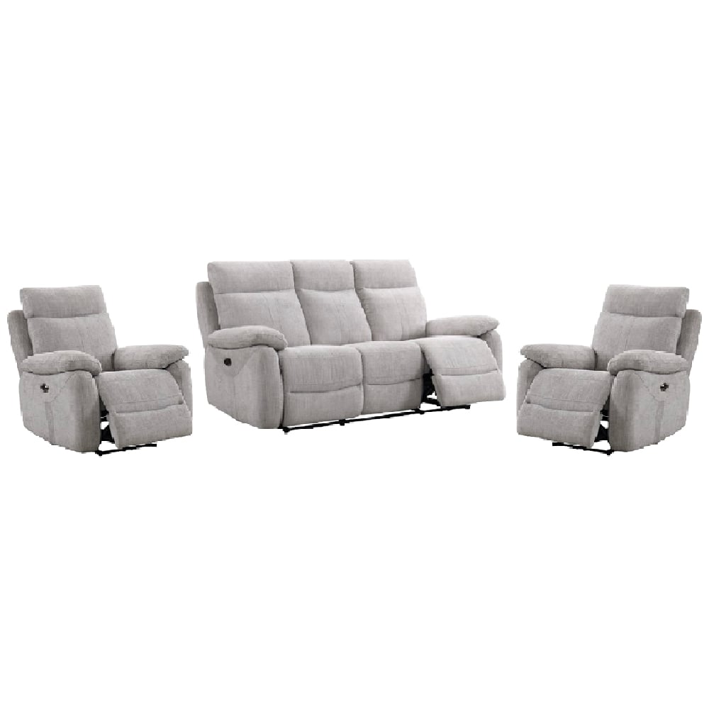 Caguas Fabric Recliner 3+1+1 Seater Sofa Set In Cement