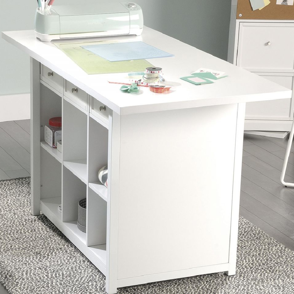 Caguas Wooden Laptop Desk With 3 Drawers In Island White