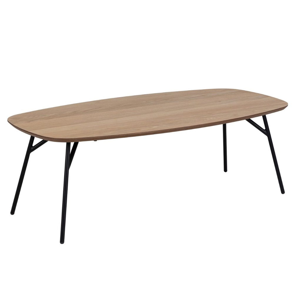 Caguas Wooden Rectangular Coffee Table In Oak And Matt Black