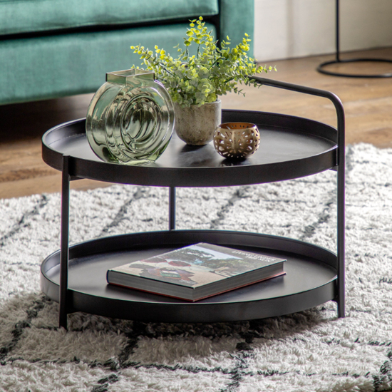 Photo of Cahokia round metal coffee table in black