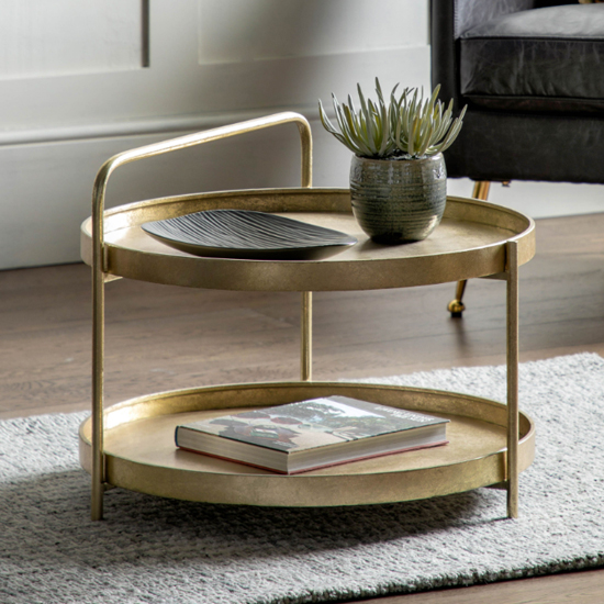 Cahokia Round Metal Coffee Table In Gold