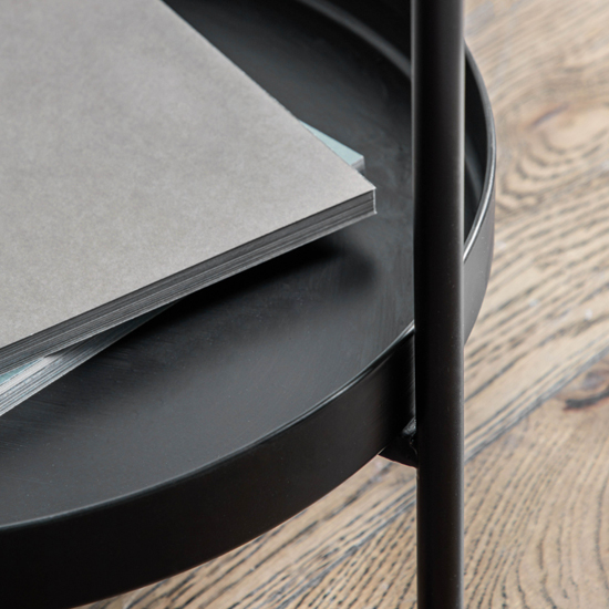 Cahokia Round Metal Side Table In Black