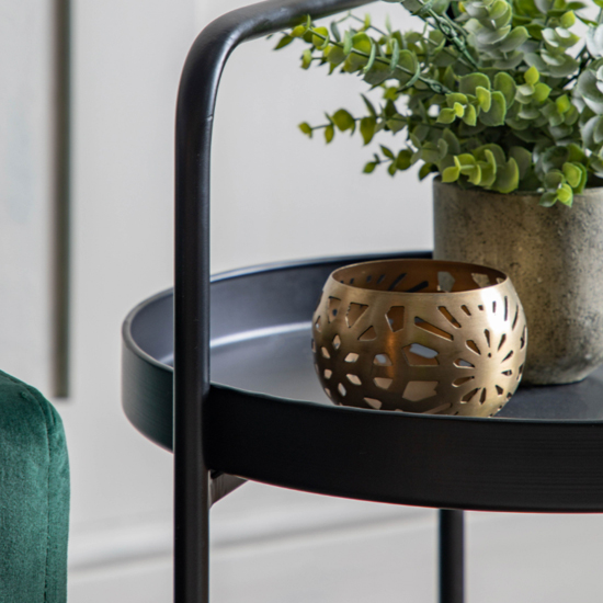 Cahokia Round Metal Side Table In Black
