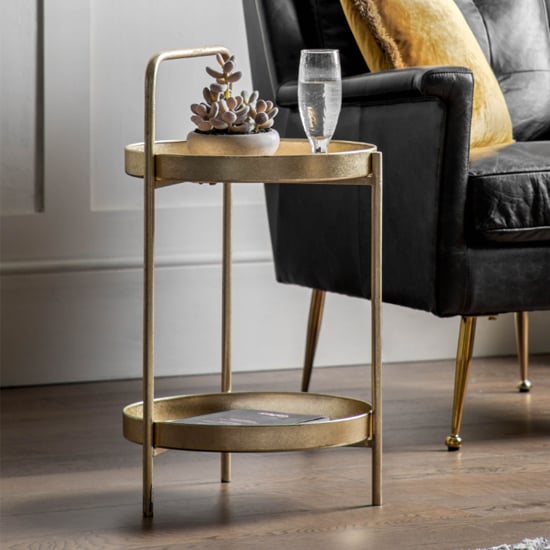 Photo of Cahokia round metal side table in gold