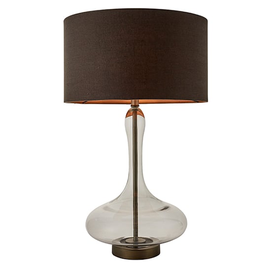 Caia Linen Dark Charcoal Shade Table Lamp In Aged Pewter_2