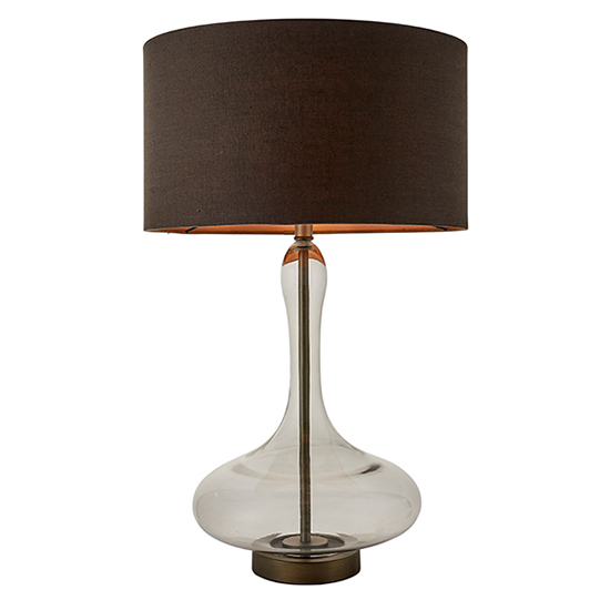 Caia Linen Dark Charcoal Shade Table Lamp In Aged Pewter_2