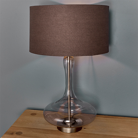 Caia Linen Dark Charcoal Shade Table Lamp In Aged Pewter_3