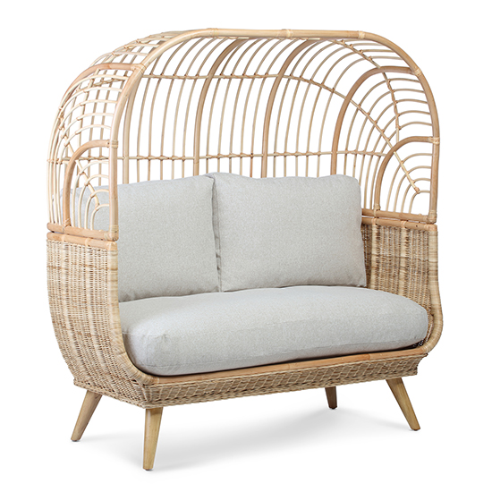 Cainta Rattan 2 Seater Sofa With Smooth Beige Seat Cushion_2