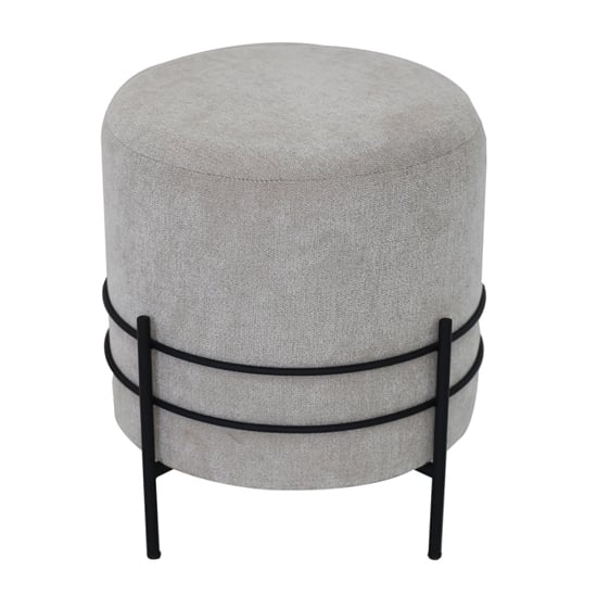 Cairns Linen Fabric Ottoman In Grey With Black Legs