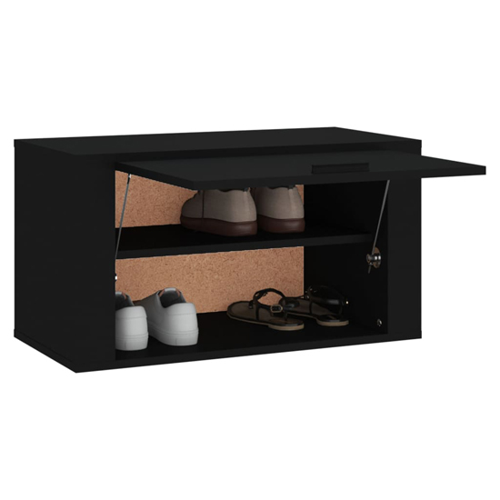 Cairns Wall Hung Wooden Shoe Storage Cabinet In Black