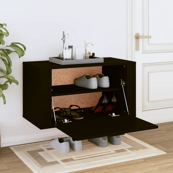 Read more about Cairns wall hung wooden shoe storage cabinet in black