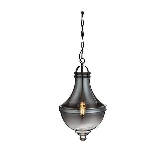 Read more about Cairo 1 light pendant ceiling light in smoked glass