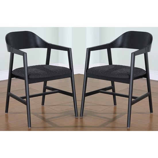 Read more about Cairo black wooden carver dining chairs in pair