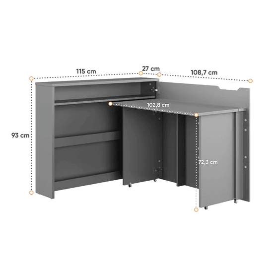 Cairo Convertible Wooden Computer Desk Right In Grey
