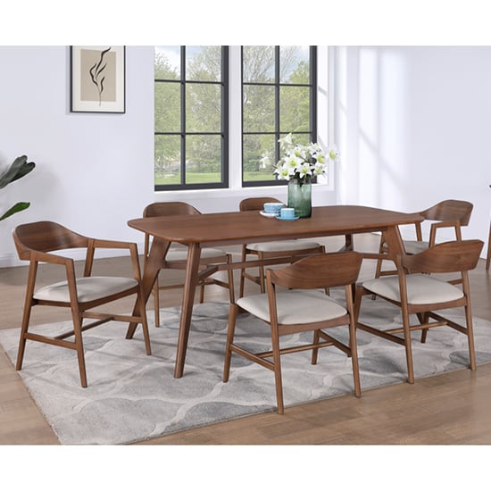 Read more about Cairo extending wooden dining table with 6 chairs in walnut