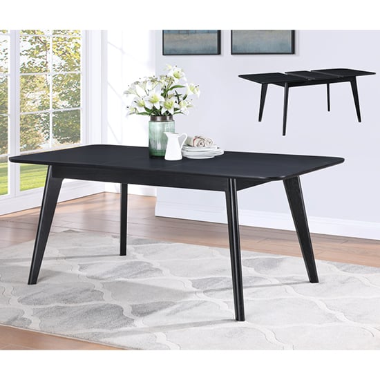 Product photograph of Cairo Extending Wooden Dining Table In Black from Furniture in Fashion