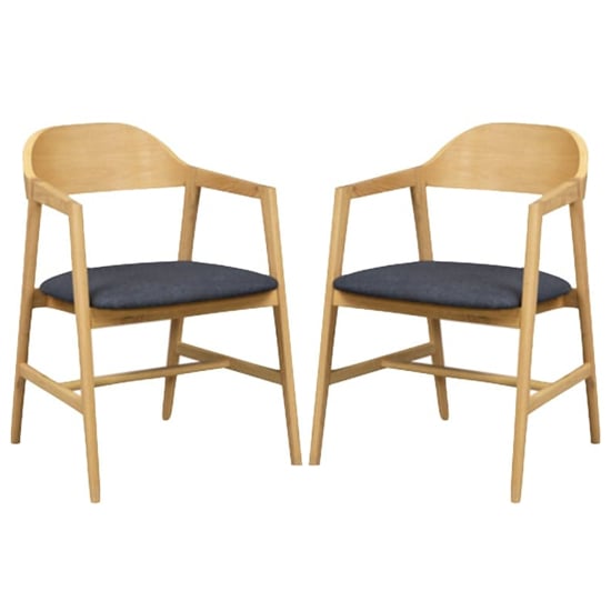 Read more about Cairo natural oak wooden carver dining chairs in pair