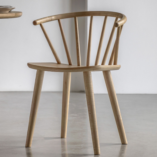 Cairo Natural Wooden Dining Chairs In Pair